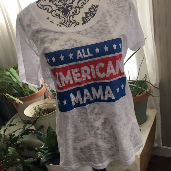 ALL AMERICAN MAMA Sheer Tee 1/M 1/L - Picture 2 of 12